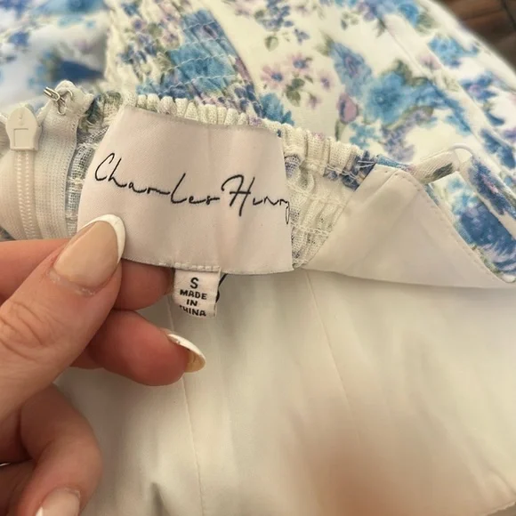 Charles Henry Blue Floral Pattern Dress - Picture 5 of 12